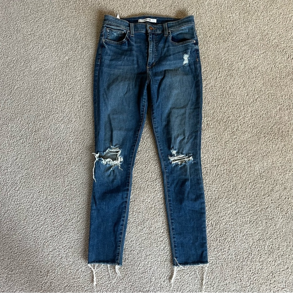 Joe’s Jeans Distressed High Rise Skinny Ankle with Raw Hem
